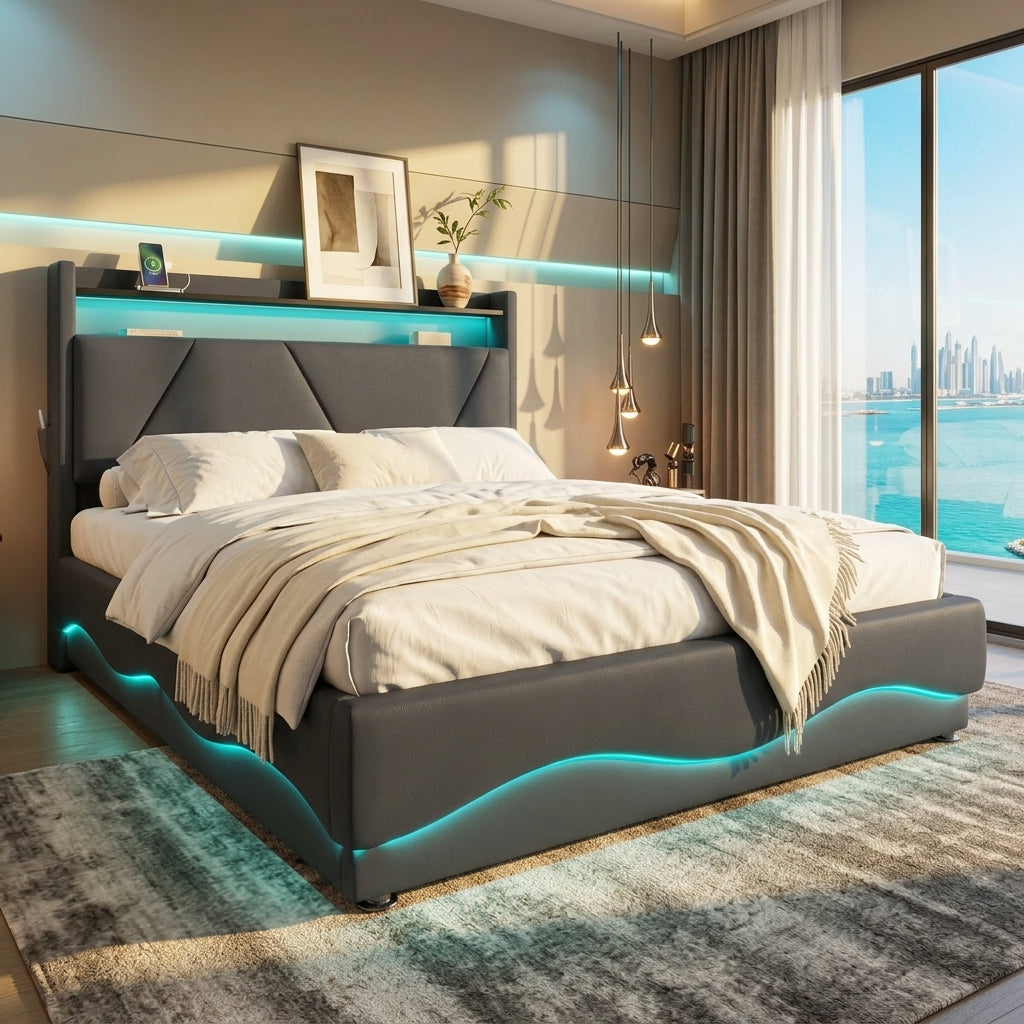 Audreamy Vivi Ottoman Bed Frame Grey Velvet