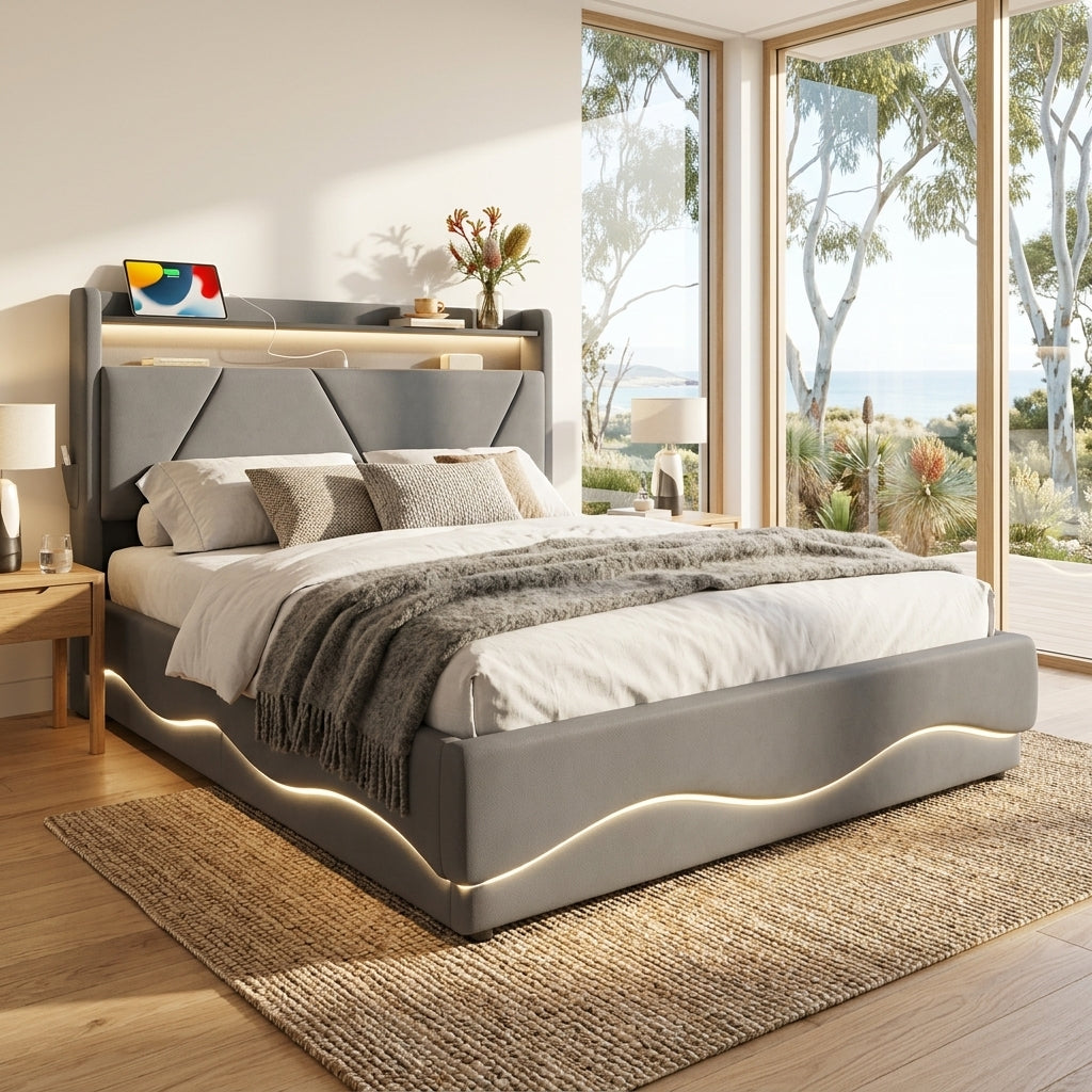 Audreamy Vivi Ottoman Bed Frame Grey Velvet