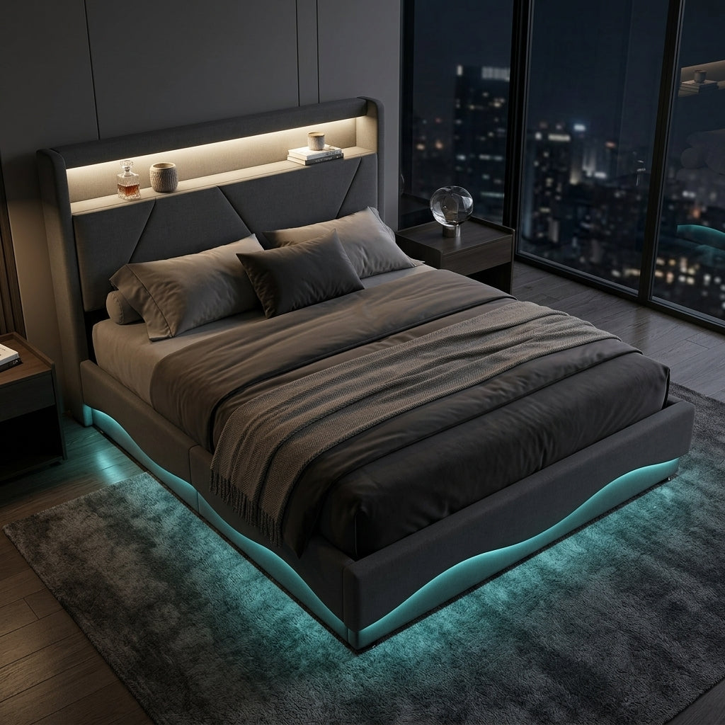 Audreamy Vivi Ottoman Bed Frame Grey Velvet