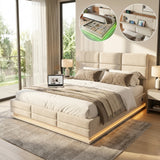 Audreamy Orion Ottoman Bed Beige Velvet