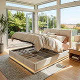 Audreamy Orion Ottoman Bed Beige Velvet