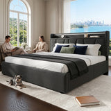 Upholstered Bed with USB charging function Ottoman Bed Grey