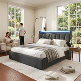 Upholstered Bed with USB charging function Ottoman Bed Grey