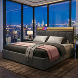 Upholstered Bed with USB charging function Ottoman Bed Grey