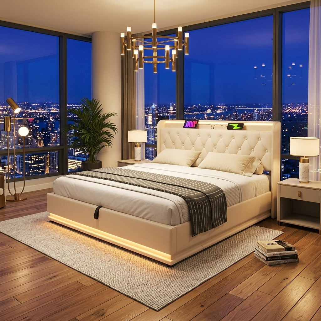Audreamy Halo Ottoman Bed White PU
