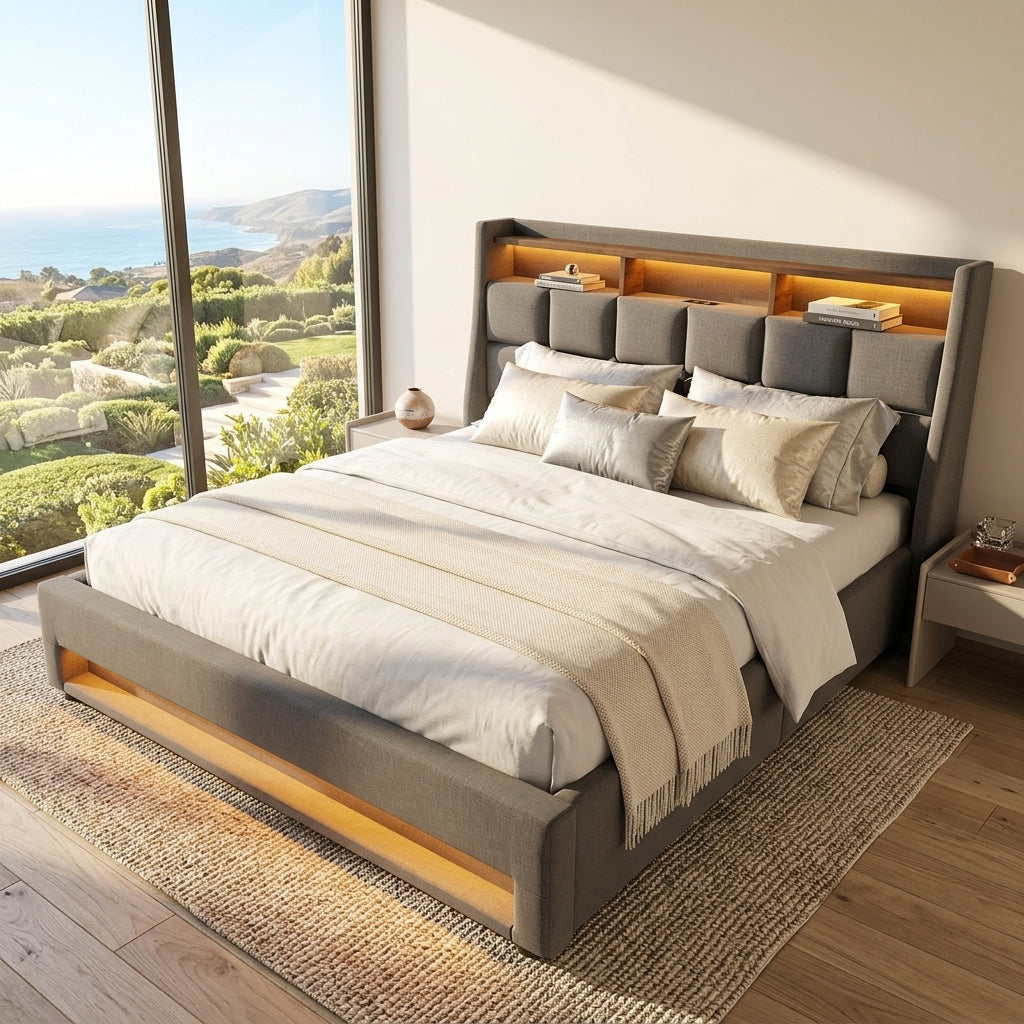 Audreamy Neo Ottoman Bed Grey Linen