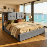 Audreamy Vertex Ottoman Bed Grey Linen