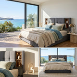 Audreamy Vertex Ottoman Bed Grey Linen