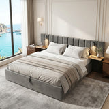 Hydraulic Storage Bed Ottoman Bed Grey Velvet
