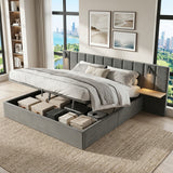 Hydraulic Storage Bed Ottoman Bed Grey Velvet