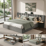 Hydraulic Storage Bed Ottoman Bed Grey Velvet