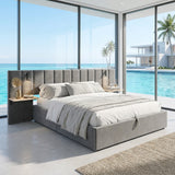 Hydraulic Storage Bed Ottoman Bed Grey Velvet
