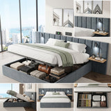 Hydraulic Storage Bed Ottoman Bed Grey Velvet