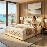 Audreamy Lancaster Ottoman Bed Beige Linen