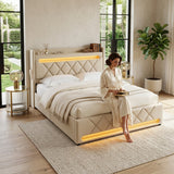 Audreamy Lancaster Ottoman Bed Beige Linen