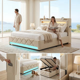 Audreamy Lancaster Ottoman Bed Beige Linen