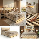 Audreamy Lancaster Ottoman Bed Beige Linen