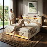 Audreamy Lancaster Ottoman Bed Beige Linen