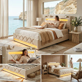 Audreamy Lancaster Ottoman Bed Beige Linen