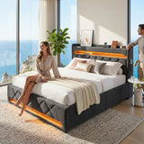 Audreamy Lancaster Ottoman Bed Grey Linen