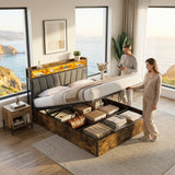 Bed Frame with Hydraulic Storage, Ottoman Bed Black