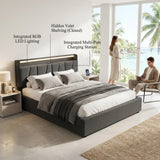 Upholstered Bed with USB charging function Ottoman Bed Grey