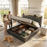 Upholstered Bed with USB charging function Ottoman Bed Grey