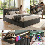 Upholstered Bed with USB charging function Ottoman Bed Grey
