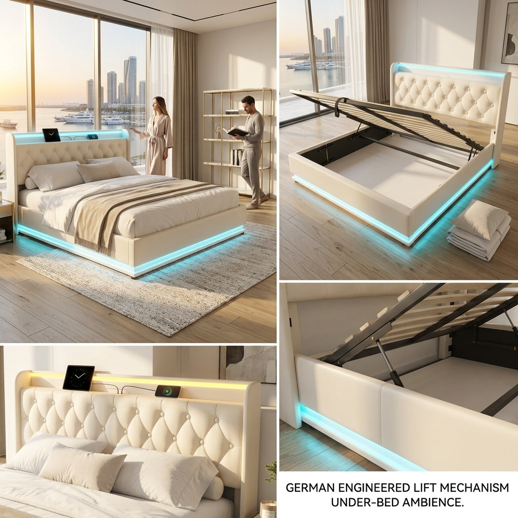 Audreamy Halo Ottoman Bed White PU