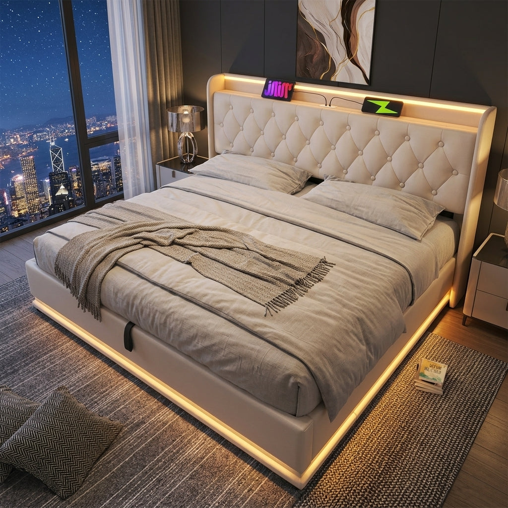 Audreamy Halo Ottoman Bed White PU