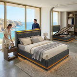 Audreamy Halo Ottoman Bed Grey Linen