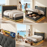 Audreamy Halo Ottoman Bed Grey Linen