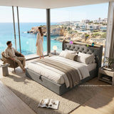 Audreamy Halo Ottoman Bed Grey Linen
