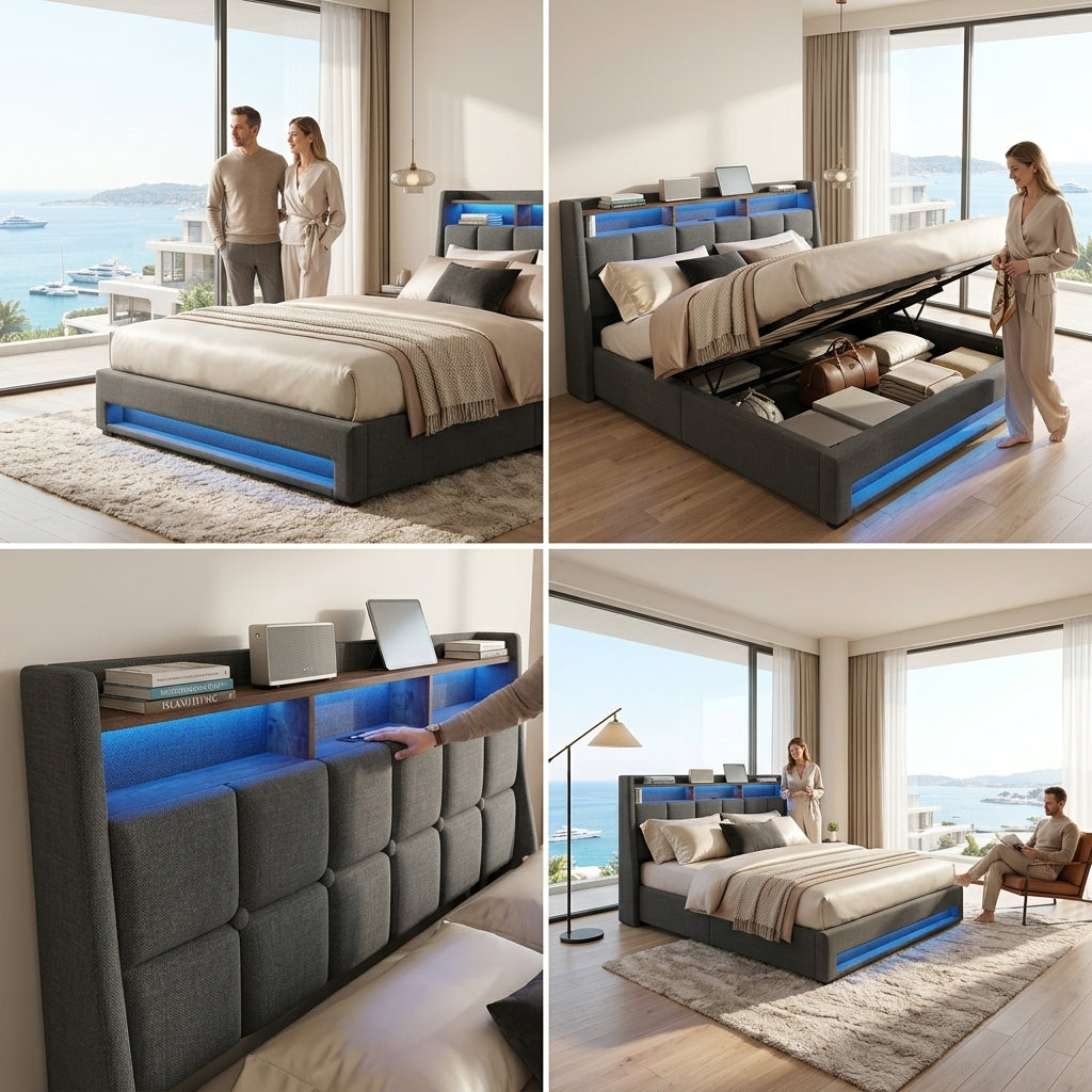 Audreamy Neo Ottoman Bed Grey Linen
