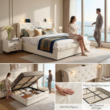 Audreamy Theo Ottoman Bed Beige Velvet