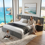 Hydraulic Storage Bed Ottoman Bed Grey Velvet