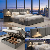 Hydraulic Storage Bed Ottoman Bed Grey Velvet