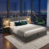 Hydraulic Storage Bed Ottoman Bed Grey Velvet