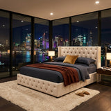 Audreamy Verona Ottoman Bed Beige Velvet