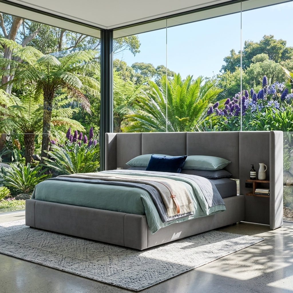 Audreamy Quorra Ottoman Bed Grey Velvet
