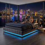 Audreamy Selene Ottoman Bed Grey Leather