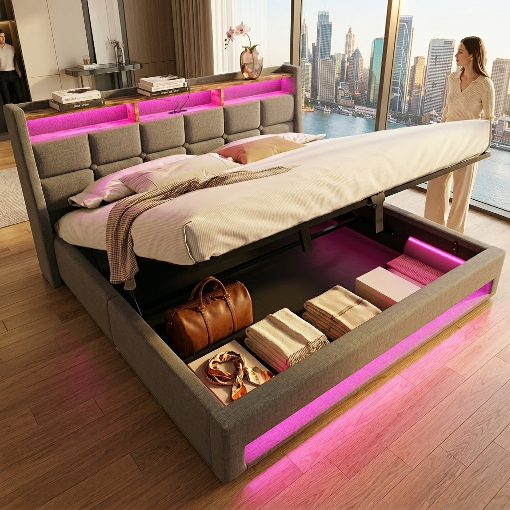 Audreamy Neo Ottoman Bed Grey Linen