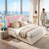 Audreamy Orionis Ottoman Bed Beige Velvet