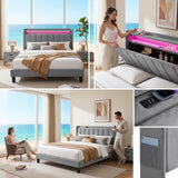 Upholstered Bed Bed Frame Grey Velvet