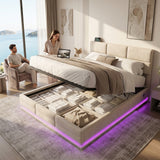 Audreamy Orion Ottoman Bed Beige Velvet