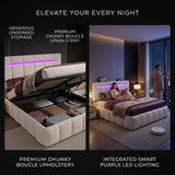 Upholstered Bed Frame with Hydraulic Storage, Ottoman Bed Beige