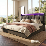 Upholstered Bed with USB charging function Ottoman Bed Grey