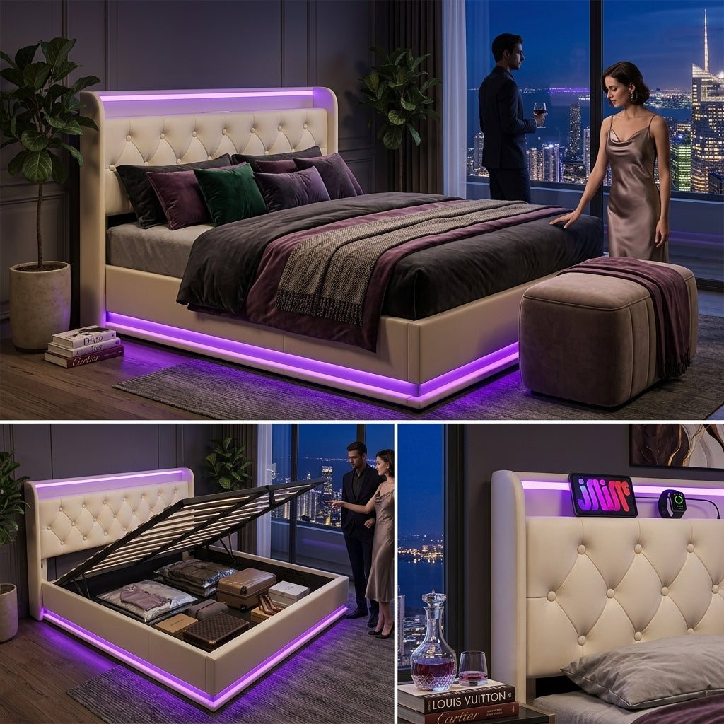 Audreamy Halo Ottoman Bed White PU