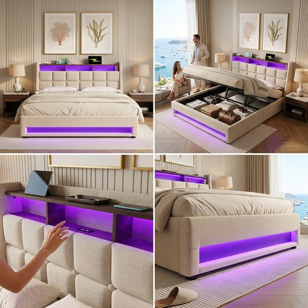 Audreamy Neo Ottoman Bed Beige Linen
