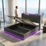 Audreamy Halo Ottoman Bed Grey Linen